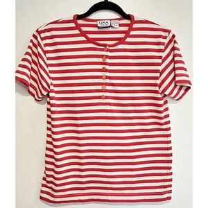 955 Originals Vintage Red Nautical Stripe T Shirt Anchor Short Sleeve Classic XL